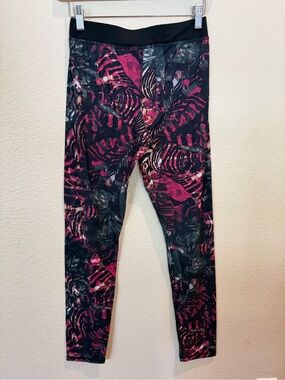 Roxy Black and Pink Abstract Print Leggings
